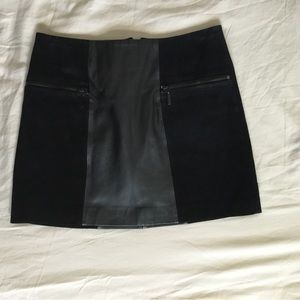 Black leather and suede mini skirt